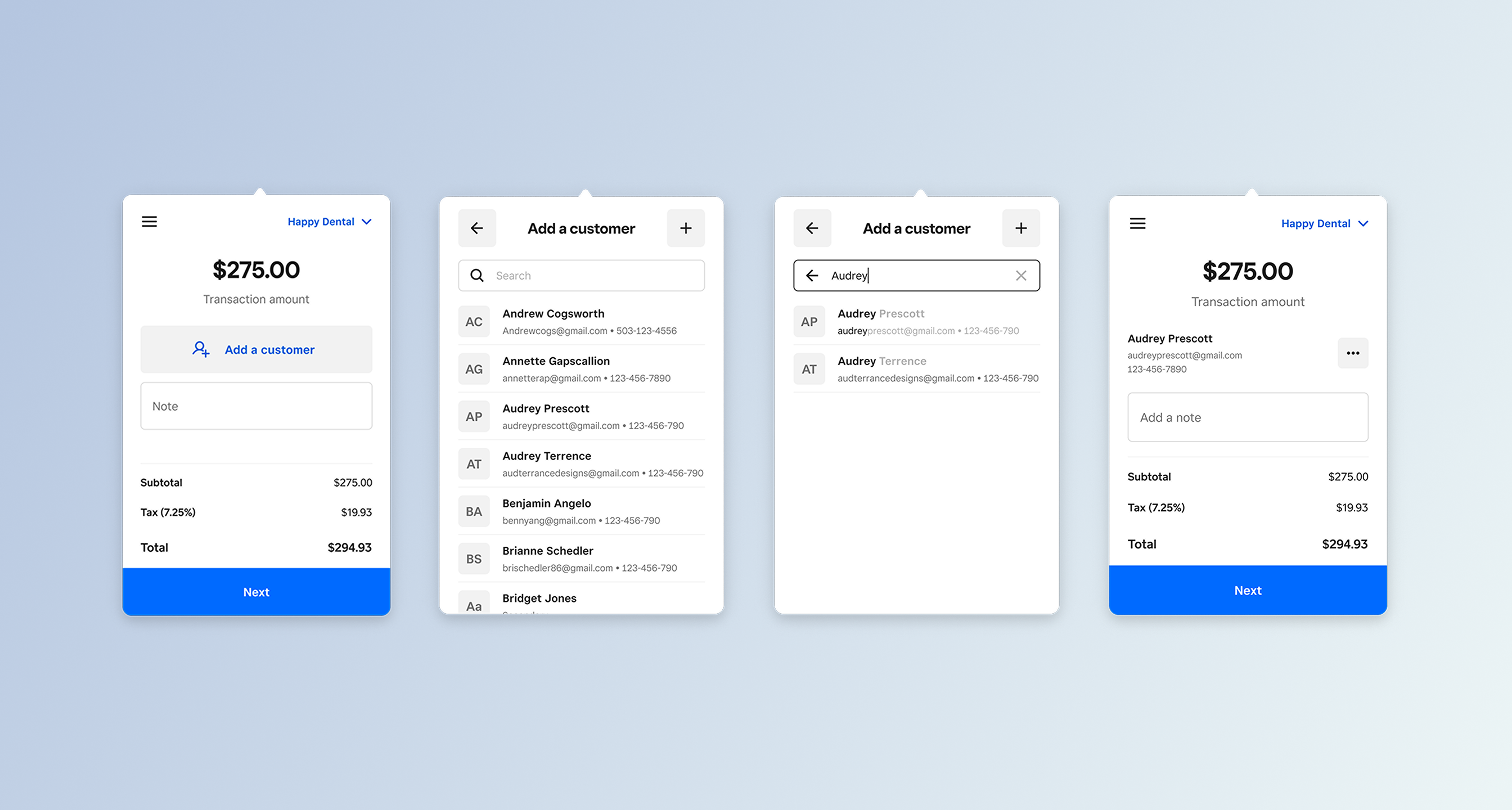 Square Charge interface overview